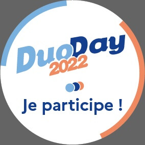 Logo du Duo Day 2022 auquel Trèfle Aventure, atelier d'orientation scolaire, de bilan de compétences, de coaching personnel, de coaching professionnel, a participé